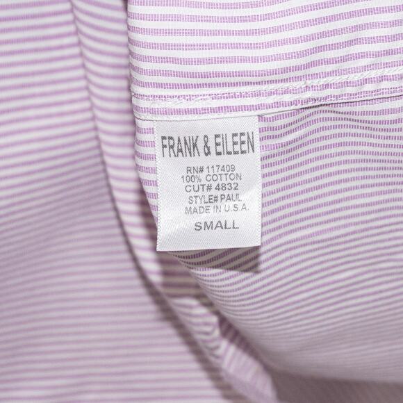 Frank & Eileen Men's Button up PAUL Shirt in light Purple Striped Cotton Small - Picture 6 of 6